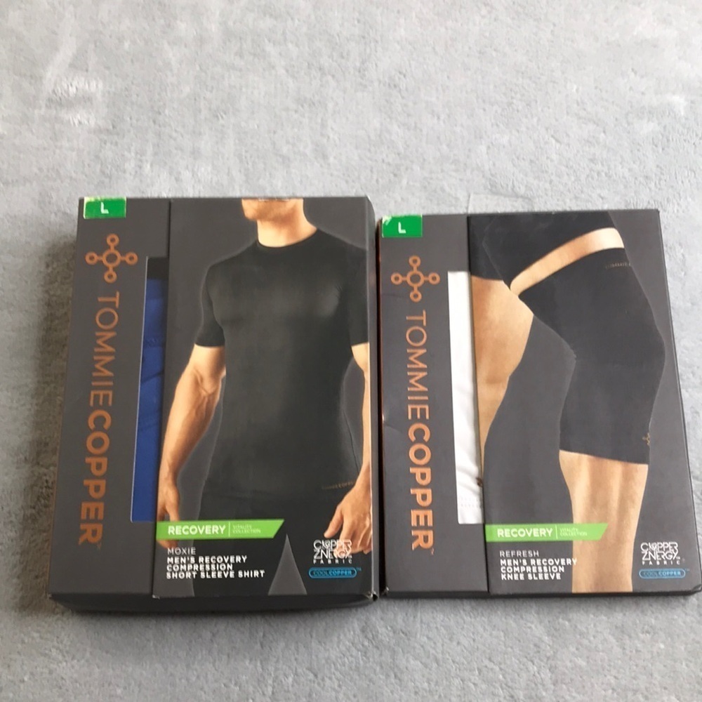 Tommie Copper Men's Short Sleeve Recovery Tee & Knee Sleeve Size L New